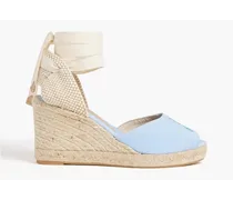 Embroidered canvas espadrille wedge sandals - Blue