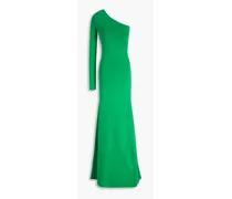One-shoulder stretch-knit maxi dress - Green