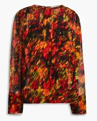 3.1 phillip lim Pintucked printed silk-georgette blouse - Red Red