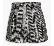 Herringbone tweed-bouclé shorts - Black