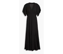 Gathered crepe midi dress - Black