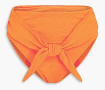 Goldie ribbed knotted high-rise bikini briefs - Orange