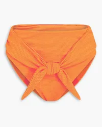 Mara Hoffman Goldie ribbed knotted high-rise bikini briefs - Orange Orange