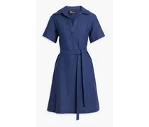 Cotton-jacquard mini shirt dress - Blue