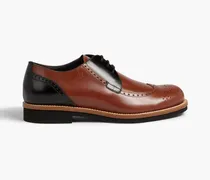 Perforated two-tone leather Oxford brogues - Brown