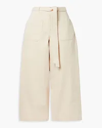 DEVEAUX Scout cropped cotton-twill wide-leg pants - White White