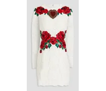 Embellished corded lace mini dress - White