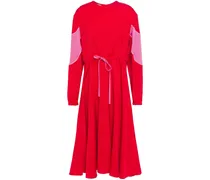 Gathered two-tone faille dress - Red
