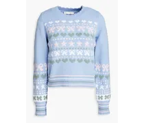 Zaheer intarsia cotton-blend sweater - Blue