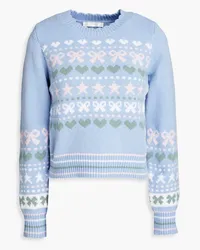 LoveShackFancy Zaheer intarsia cotton-blend sweater - Blue Blue