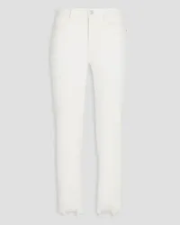 Frame Denim Le High Straight cropped distressed high-rise straight-leg jeans - White White