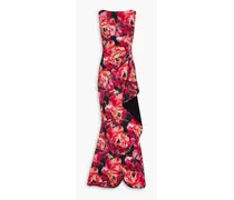 Galin draped floral-print scuba gown - Pink