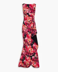 Chiara Boni Galin draped floral-print scuba gown - Pink Pink