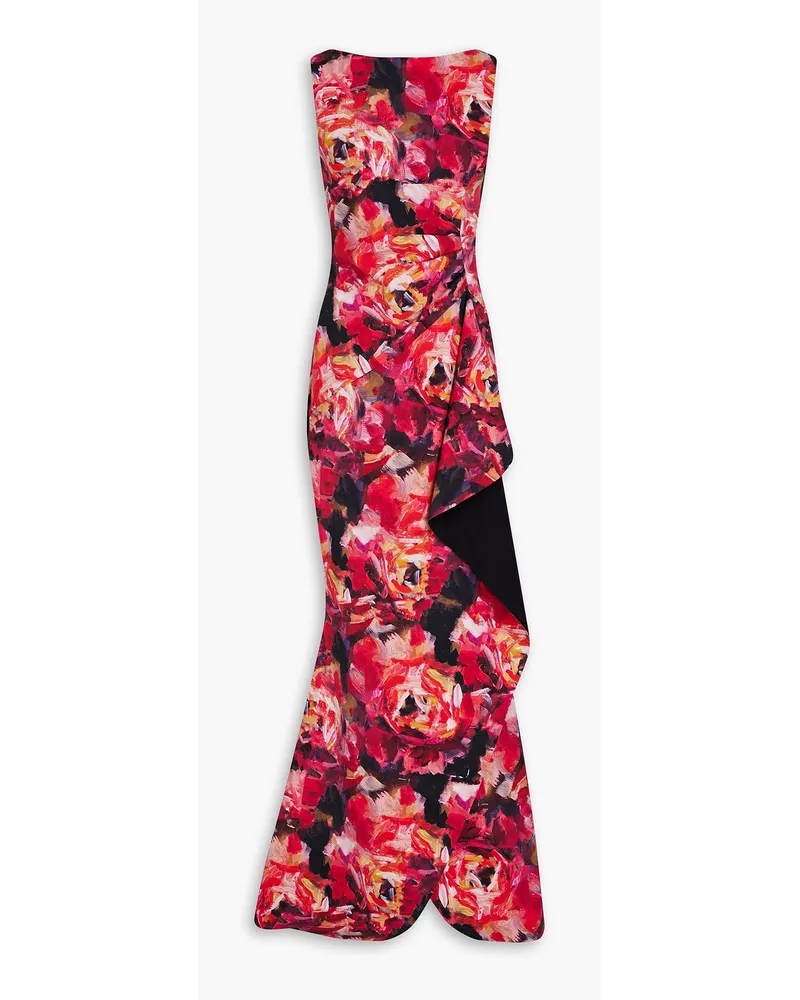 Galin draped floral-print scuba gown - Pink