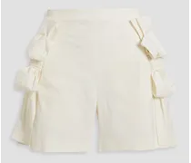 Bow-detailed twill shorts - White