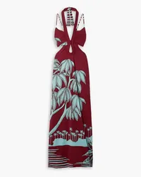 Johanna Ortiz Refugios printed cutout stretch-jersey maxi dress - Burgundy Burgundy