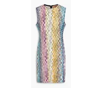 Metallic crochet-knit mini dress - Multicolor