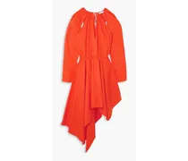 Asymmetric cutout cotton midi dress - Orange