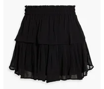 Tiered ruffled chiffon mini skirt - Black