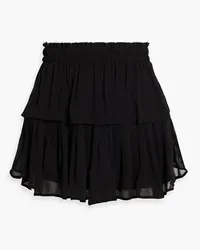 LoveShackFancy Tiered ruffled chiffon mini skirt - Black Black