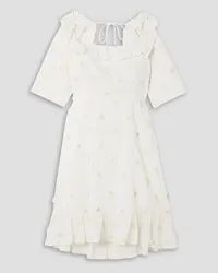 RIXO Camile ruffled embroidered cotton-blend gauze mini dress - White White