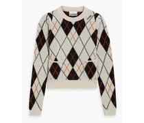 Argyle wool-blend sweater - White