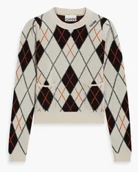 Ganni Argyle wool-blend sweater - White White