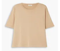 Silk and cotton-blend T-shirt - Neutral