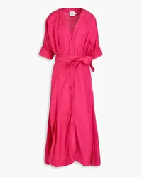 Aje. Ennoble linen-blend midi dress - Pink Pink