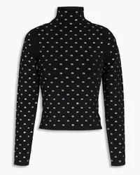 Alexander Wang Cropped crystal-embellished stretch-jersey turtleneck top - Black Black