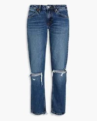 RE/DONE 70s distressed low-rise straight-leg jeans - Blue Blue