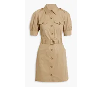 Echo cotton-blend twill mini shirt dress - Neutral