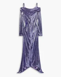 ATTICO Fanny cold-shoulder sequined crepe de chine gown - Purple Purple