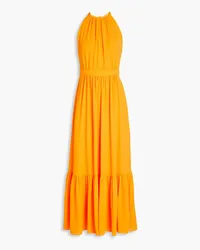 Claudie Pierlot Tiered cutout crepe maxi dress - Yellow Yellow