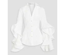 Prosper ruffled cotton-jacquard shirt - White