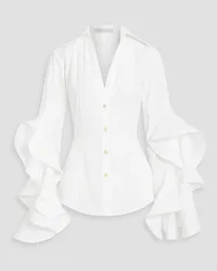 palmer//harding Prosper ruffled cotton-jacquard shirt - White White