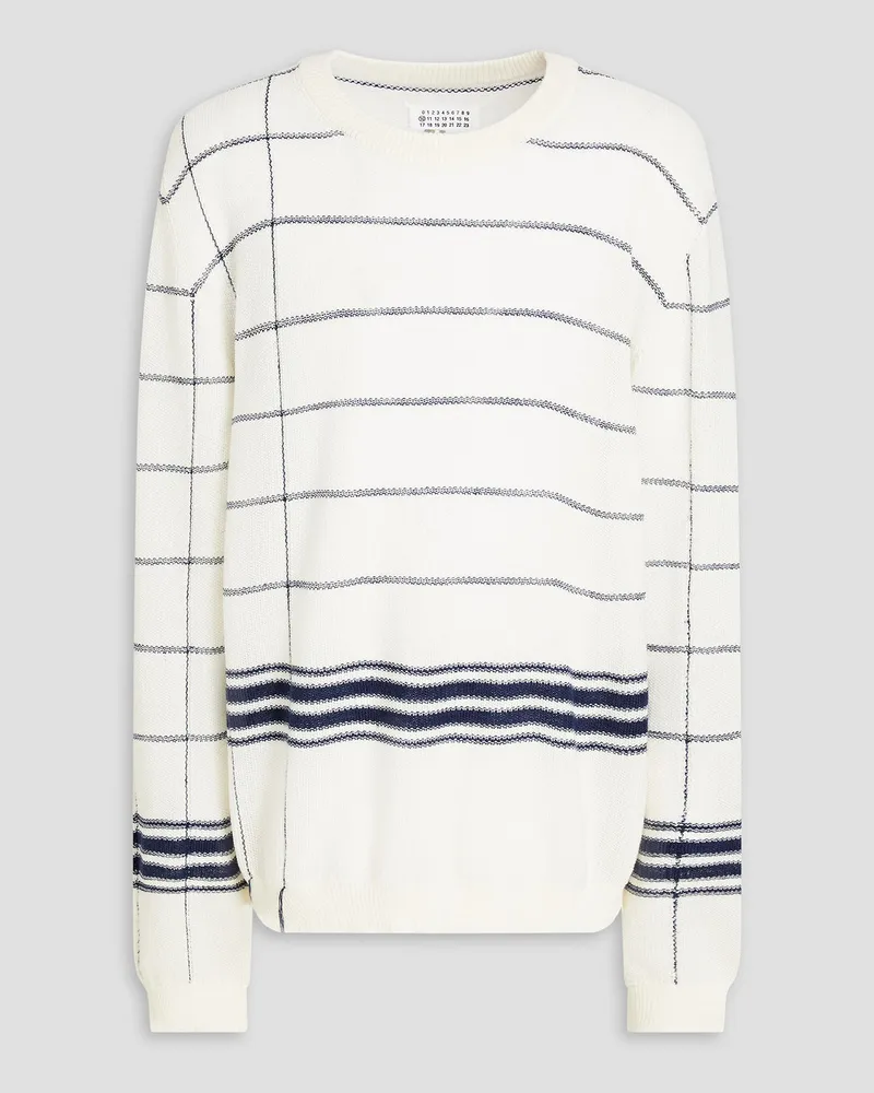 Maison Margiela Striped wool-blend sweater - White White