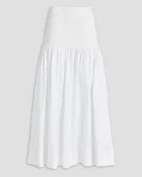 A.L.C. Marlowe knit-paneled cotton-poplin midi skirt - White White