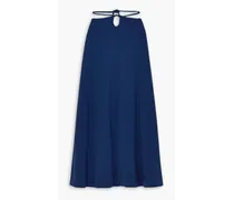 Planeta Oceanico tie-detailed stretch-crepe midi skirt - Blue