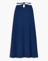 Johanna Ortiz Planeta Oceanico tie-detailed stretch-crepe midi skirt - Blue Blue