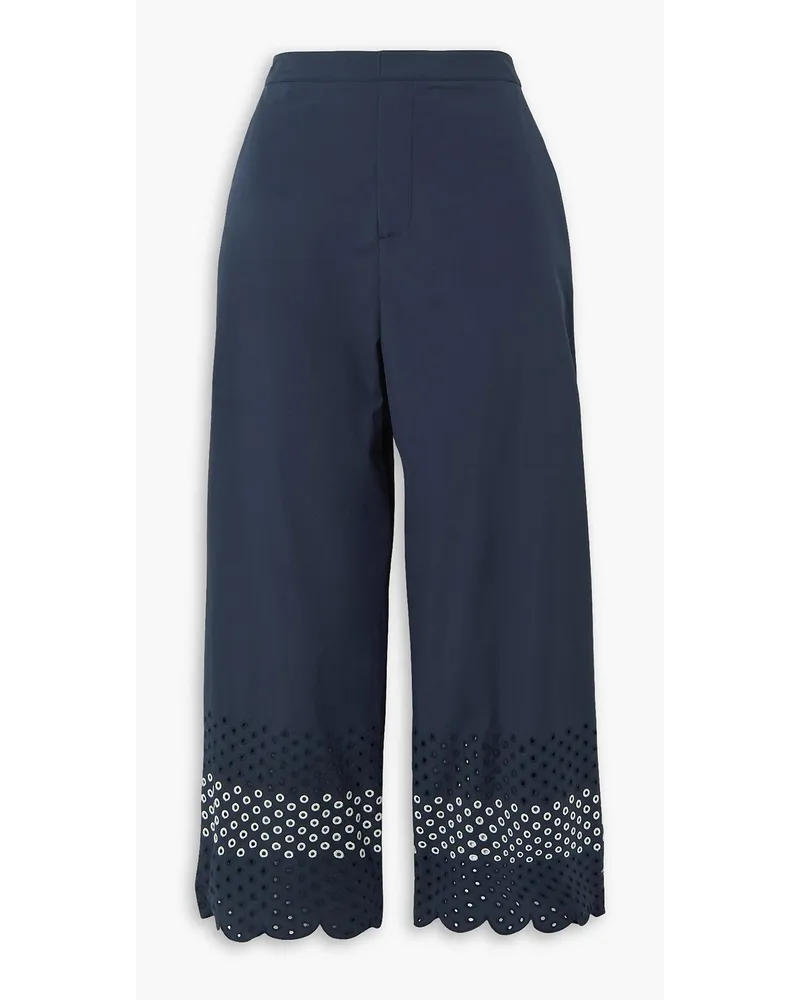Jason Wu Scalloped broderie anglaise cotton-blend culottes - Blue Blue
