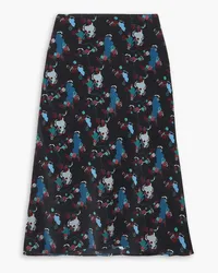 Cefinn Aria printed silk crepe de chine midi skirt - Blue Blue