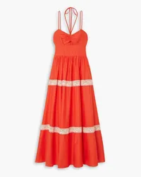 Jason Wu Cutout lace-trimmed cotton and silk-blend voile maxi dress - Red Red