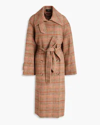 Joseph Checked wool-blend felt coat - Brown Brown