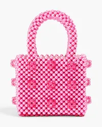 Shrimps Mini Antonia beaded satin tote - Pink Pink