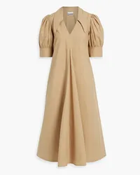 Ganni Pleated cotton-poplin midi shirt dress - Neutral Neutral