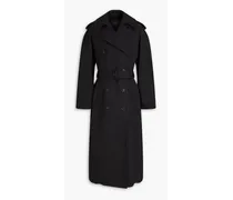 Belted wool and cotton-blend gabardine trench coat - Black