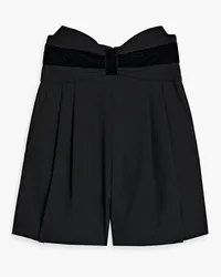 RED Valentino Bow-detailed pleated twill shorts - Black Black