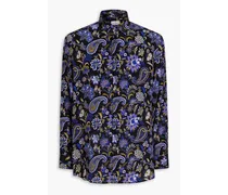 Paisley-print silk crepe de chine shirt - Blue
