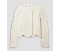 Scalloped cotton and wool-blend jacket - White